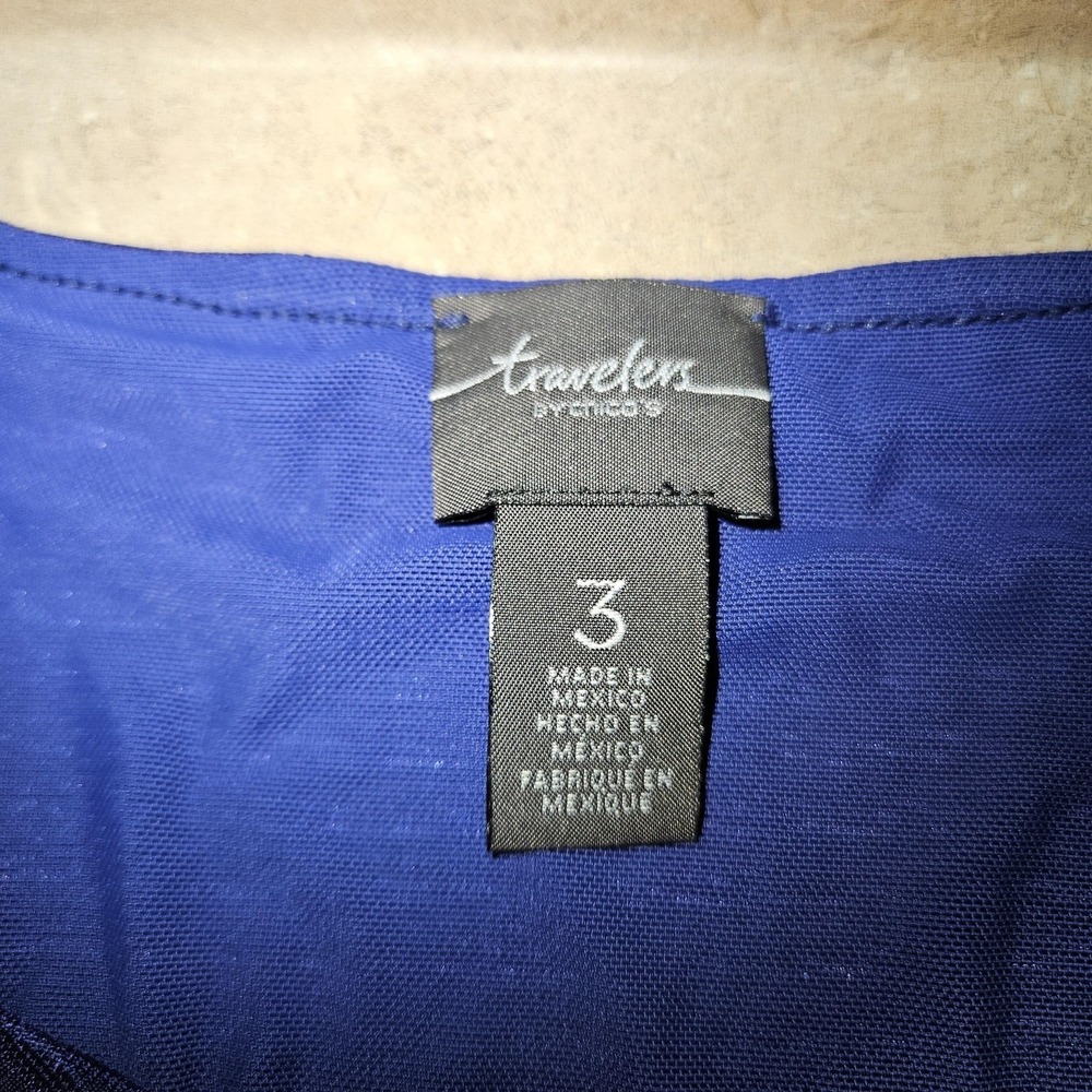 Chico's Travelers Top Women 3 XL Blue‎ Textured Ribbed Tunic Travel Minimalist - Picture 5 of 11